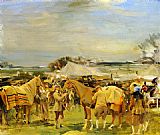 Saddling For The Point To Point by Sir Alfred James Munnings